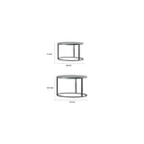 Rustic Revival 2-Piece Nesting Coffee Table Set, Round Gray Faux Marble Tabletops