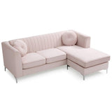 Delray Velvet Sofa Chaise in Pink