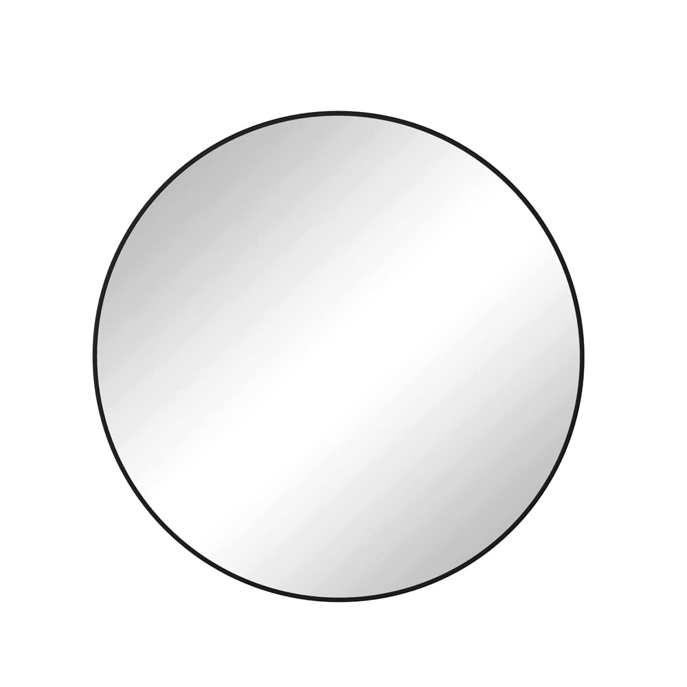 42" Round Mirror, Black Circle Bathroom Wall Mounted Mirror, Modern Deep