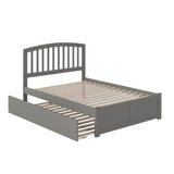 Solid Wood Full Platform Bed of with Twin Trundle in Gray