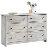 River Ranch Rustic 6-Drawer Bedroom Dresser in White Plank,