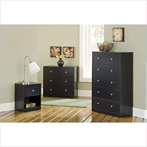 3 Piece Bedroom Set with 6-Drawer Double Dresser and Two of 1-Drawer Nightstand