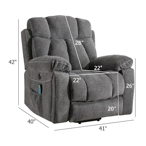 StoneCraft Titan XL Power Lift Recliner Chair – Massage, Heat, USB & Hidden Cup Holders