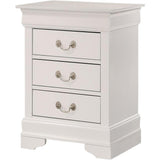 Louis Phillipe 3 Drawer Nightstand in White