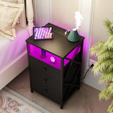 LED Nightstand with Charging Station, Tall Dresser for Bedroom with LED Light