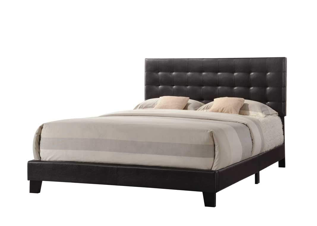 Masate Faux Leather Upholstered Queen Panel Bed in Espresso