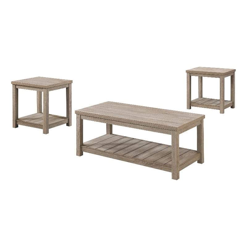 3-Piece Wood Occasional Coffee Table Set in Gray