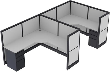 . 2 Person L Shaped Cubicles | Privacy L-Shaped Workstations