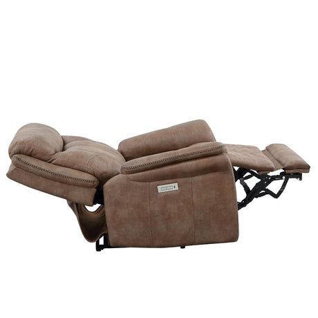 Co Morrison Dual Luxurious Camel Faux-Suede, Headrest, Power Footrest, Built-in USB