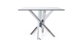 Modern Cortez 79" Clear Glass Dining Table with Polished Stainless Steel Base