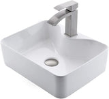 White Rectangle Ceramic Bathroom Vessel Sink - Dorzom 16x12 Inch Ceramic