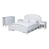 Elise White Finished Wood Queen Size 4-Piece Bedroom Set