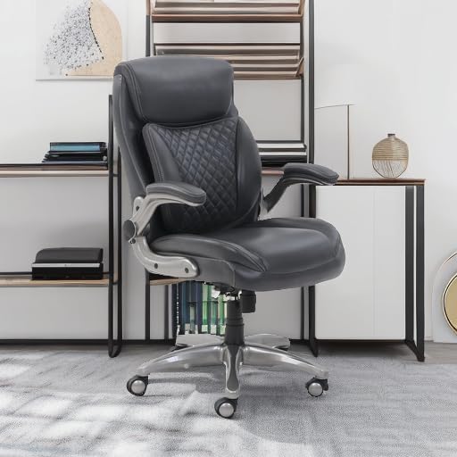 Ergonomic Executive Office Desk Chair with Flip-up Armrests, Adjustable Height, Tilt