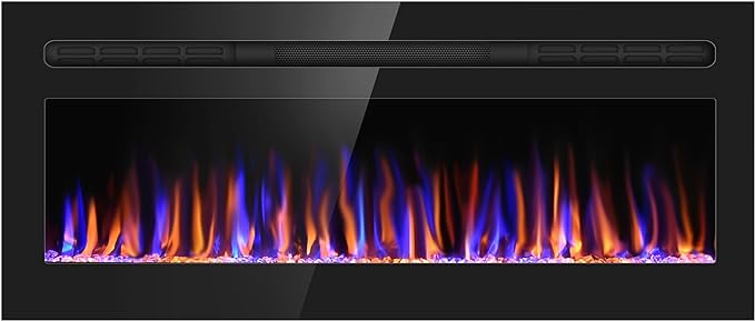 Electric Fireplace 60" Upgrade Fireplace Heater Recessed & Wall Mounted