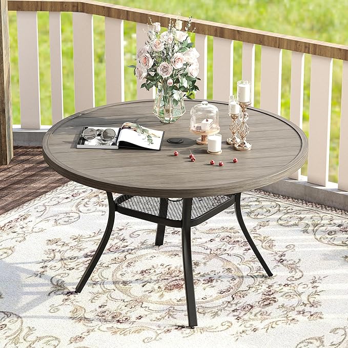 54" Outdoor Round Patio Table for Lawn Garden