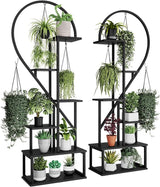 6 Tier Metal Plant Stand, Creative Half Heart Shape Ladder Plant Stands