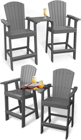 Tall Adirondack Chairs Set of 2, Balcony Chair with Connecting Tray