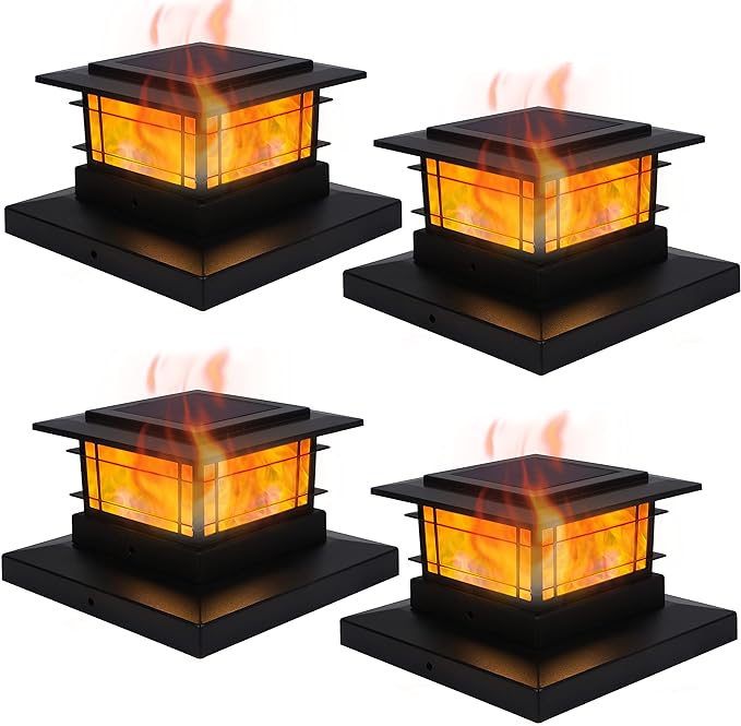 6 Pack Solar Post Lights Outdoor, Solar Powered for Fence Post