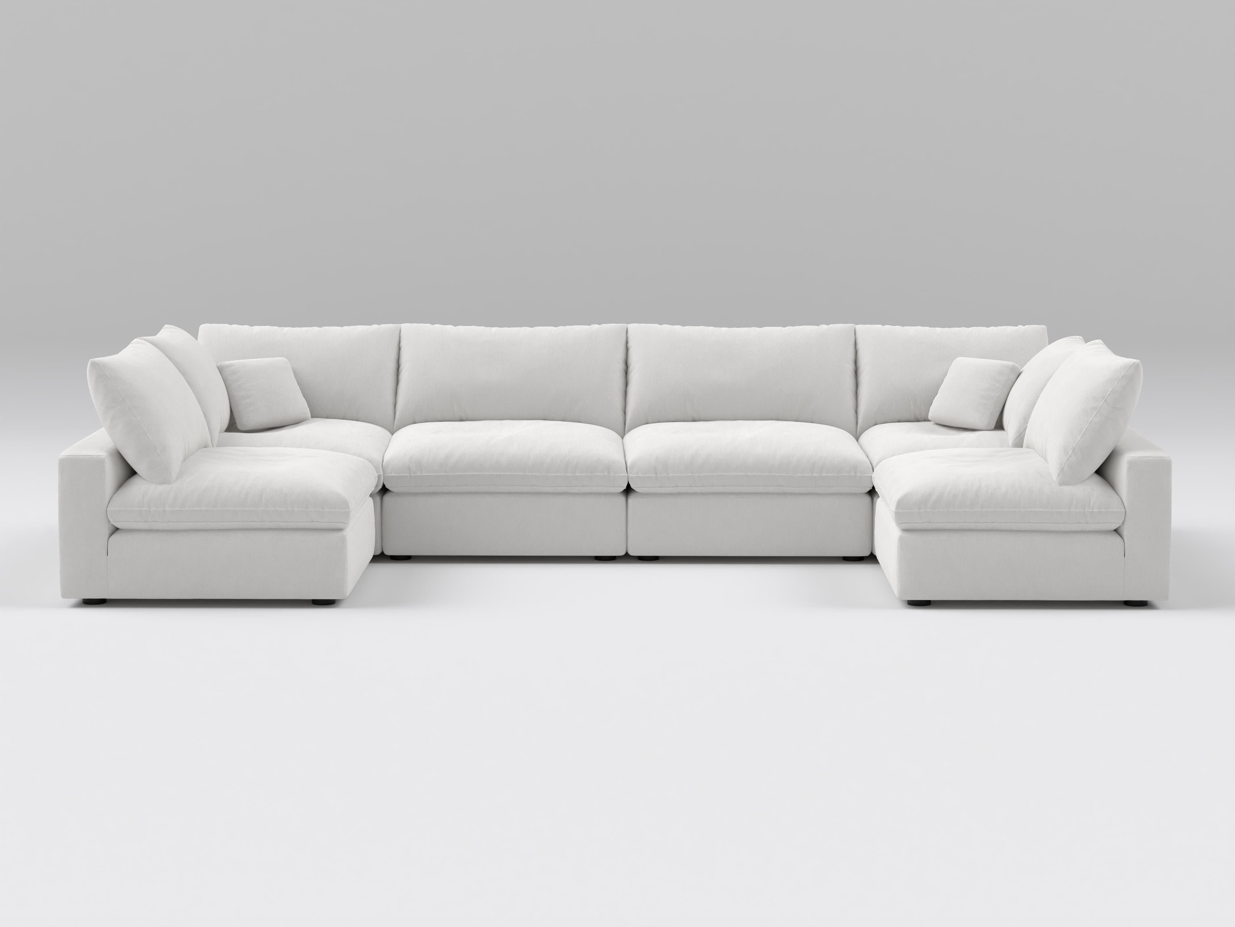 6-Piece Modular Sectional Sofa - U-Shape Configuration with Down-Blend Cushions