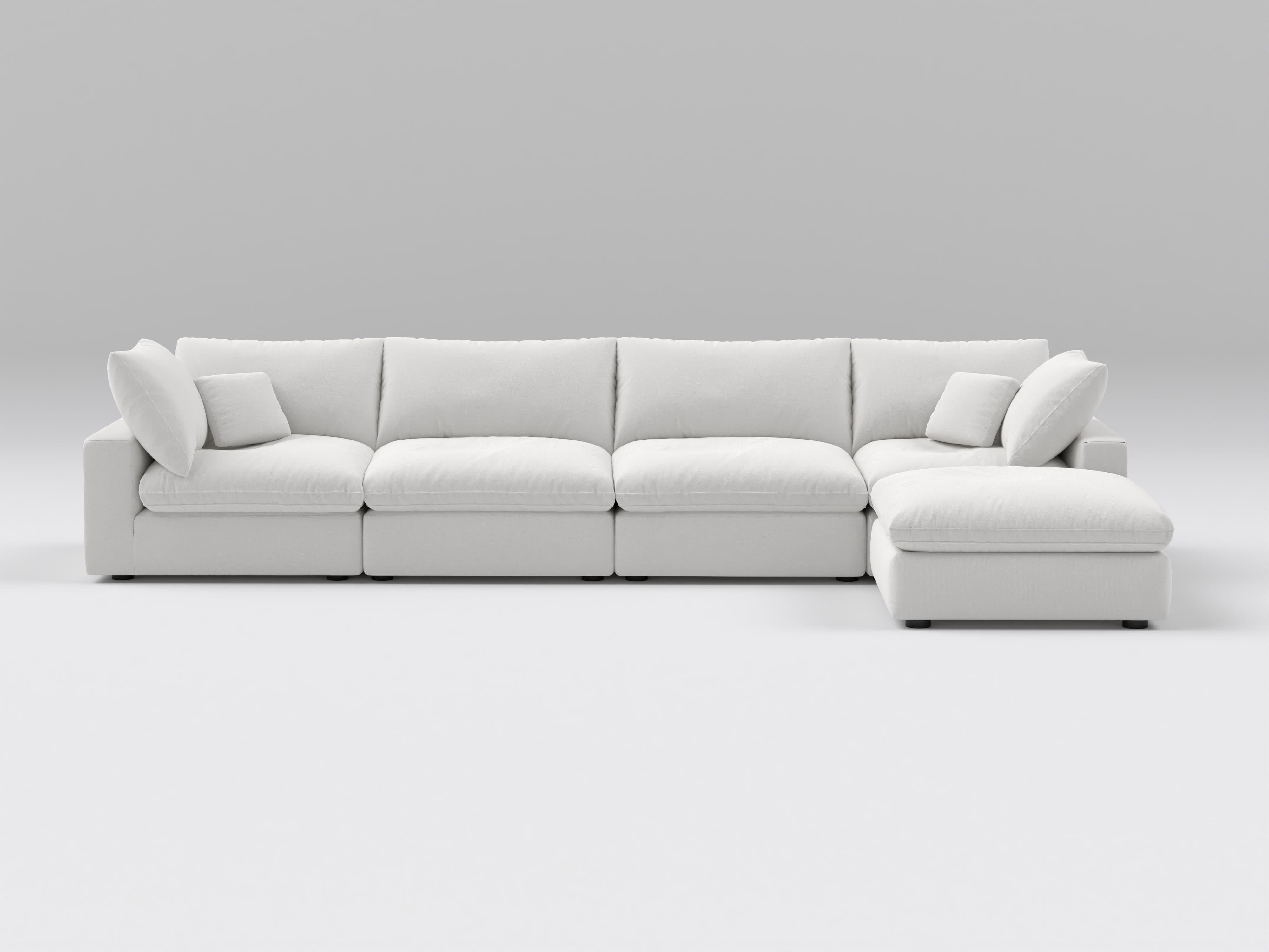 5-Piece Modular Sectional Sofa with Ottoman - Corner and Armless Chairs