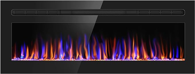 Electric Fireplace 60" Upgrade Fireplace Heater Recessed & Wall Mounted