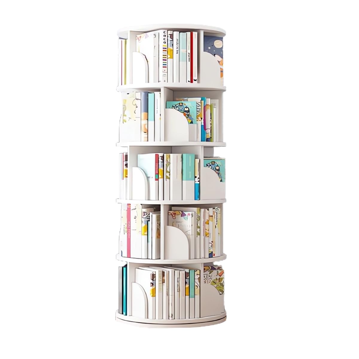 Rotating Bookshelf Tower, Circular Bookshelf for Kids&Adults