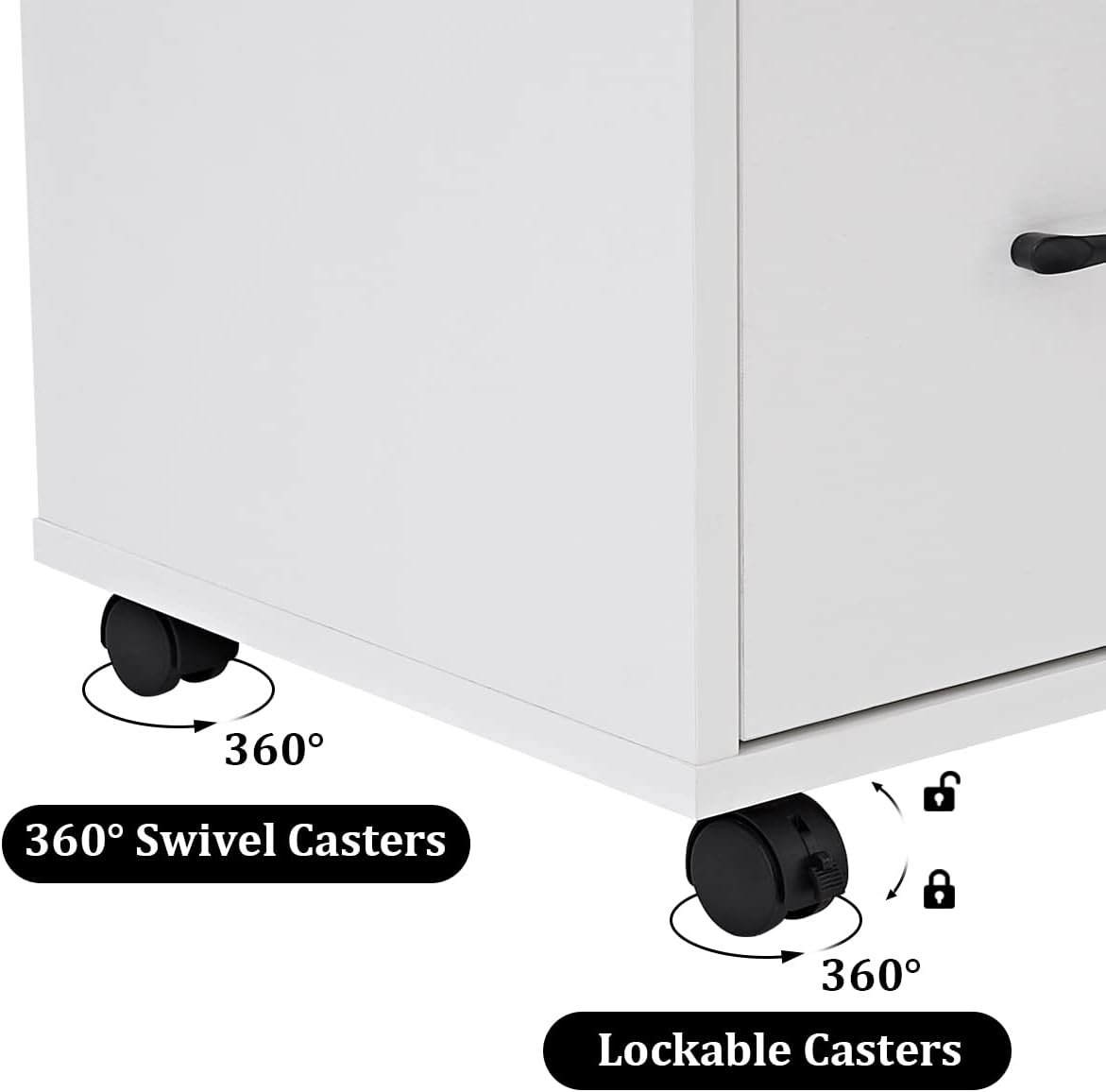 3 Drawer File Cabinets, Mobile Lateral Printer Stand with Open Shelf, Rolling Filing Cabinet