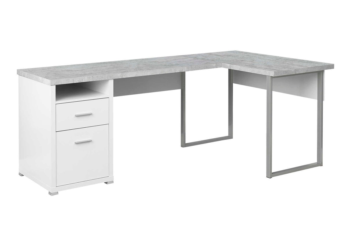 Computer Desk Left or Right Facing White / Cement-Look 80"L