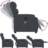 vidaXL Dark Gray Velvet Electric Massage Recliner - Motorized Footrest/Backrest Adjustment, Vibrating 6-Point Massage with Side Pocket