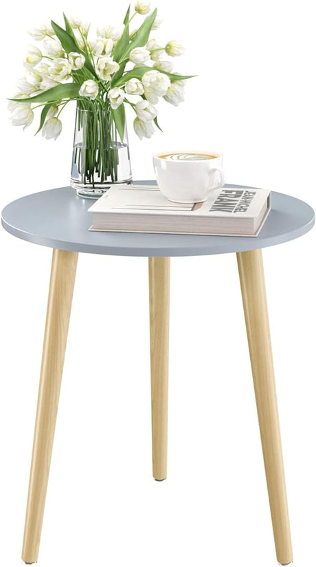 Round Side Table, White Nightstand Coffee End Table for Living Room, Bedroom