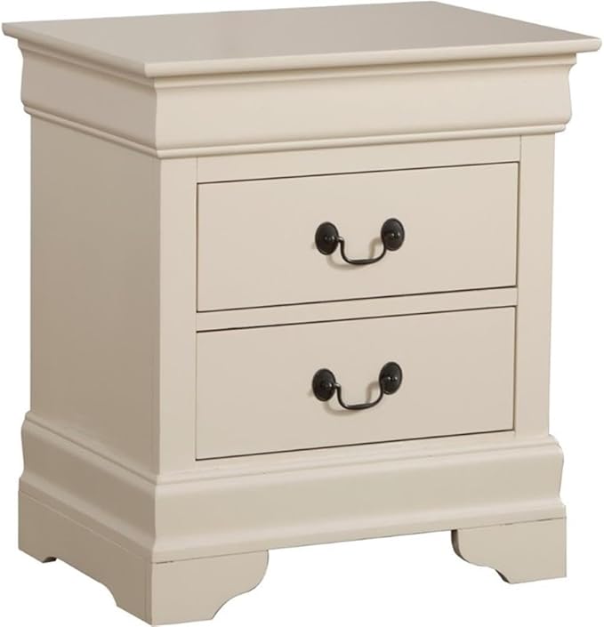 Glory Furniture Louis Phillipe 2 Drawer Nightstand in Beige