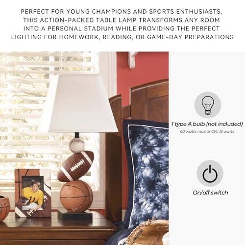 Youth Athletic Table Lamp - Baseball & Football Design 24"