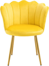 Velvet Upholstered Small Accent Chair, Elegant Vanity Chair with Seashell Back & Golden