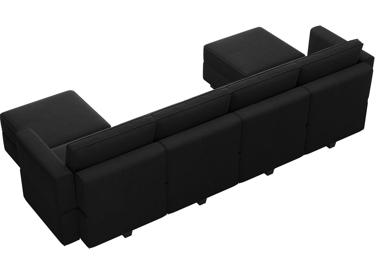 Modular Sectional Sofa with Reversible Chaises Velvet U Shaped Sectional Couch