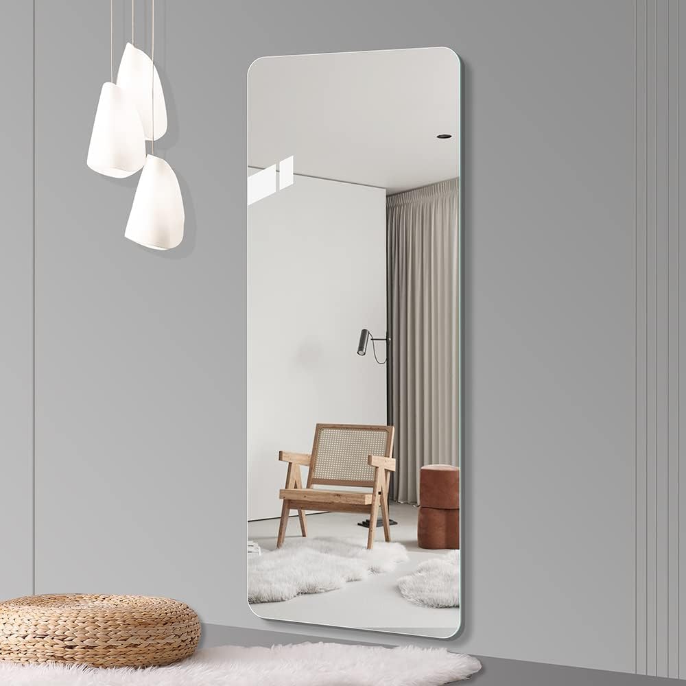 65"x 24" inch Full Body Round Corner Mirror for Living Room Bedroom Cloakroom