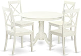 HLBO5-CAP-W 5 Piece Kitchen Table Set for 4 Includes a Round Dining Table with Pedestal and 4 Dining