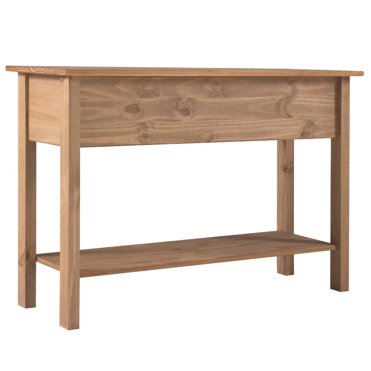 Solid Pine Hall Table Console with 3 Drawers - Corona Brown