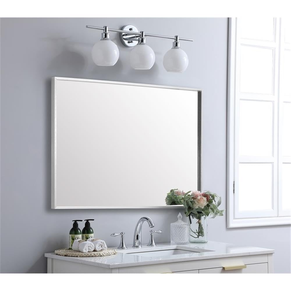 Aluminum Frame Rectangle Mirror 30x42 in Silver