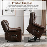 Large Genuine Leather Power Lift Recliner Chair for Elderly, Lay Flat Dual Motor Recliner