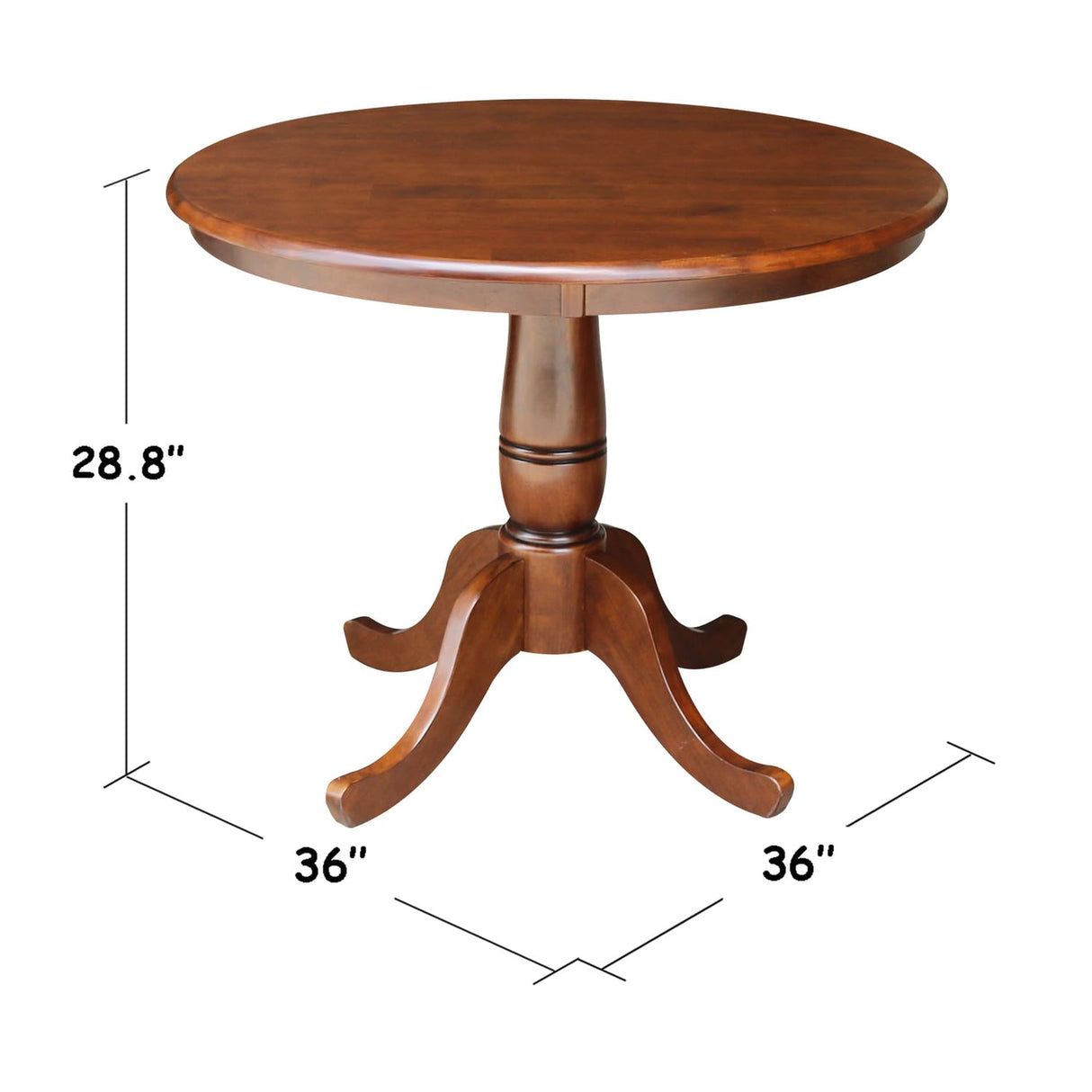 36-Inch Round Pedestal Table, 30-Inch, Espresso