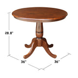 36-Inch Round Pedestal Table, 30-Inch, Espresso