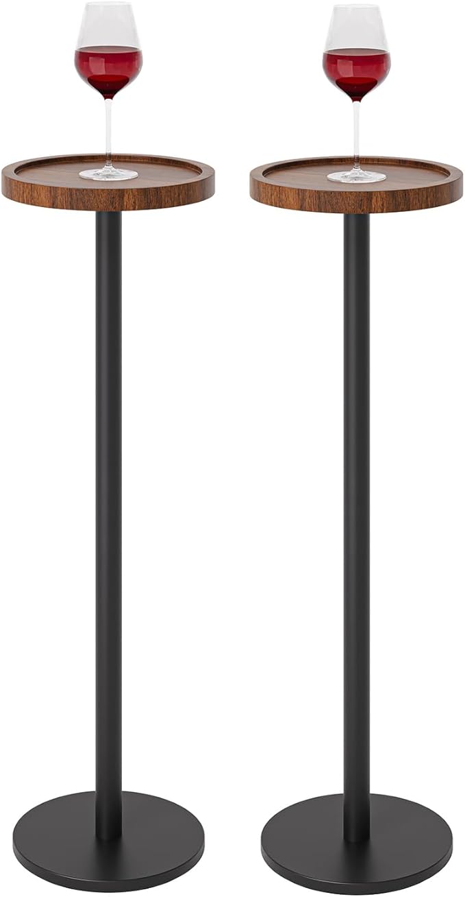 Drink Table, Small Pedestal Side Table, Round Cocktail Table, Circle End Table