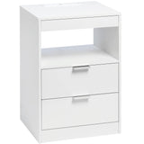 ED Nightstand White Nightstand with Wireless Charging Station 2 Drawers