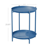 End Table, Round Metal Side Table with Removable Tray, Small Storage Side Table Outdoor