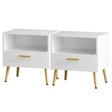 Nightstand Set of 2 Modern Bedside Table with Metal Legs Minimalist