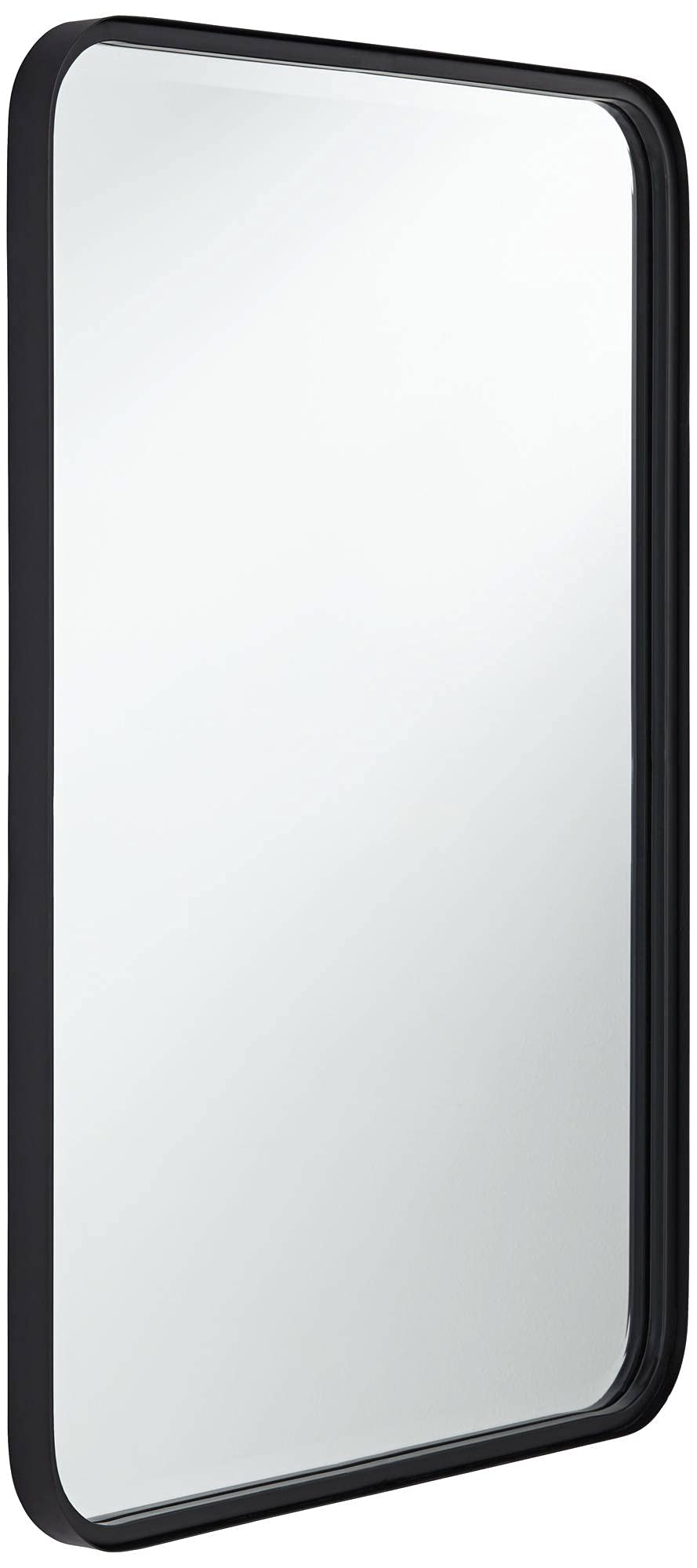 Wall Mirror Modern Black Iron Frame Beveled Glass 24" Wide Decor
