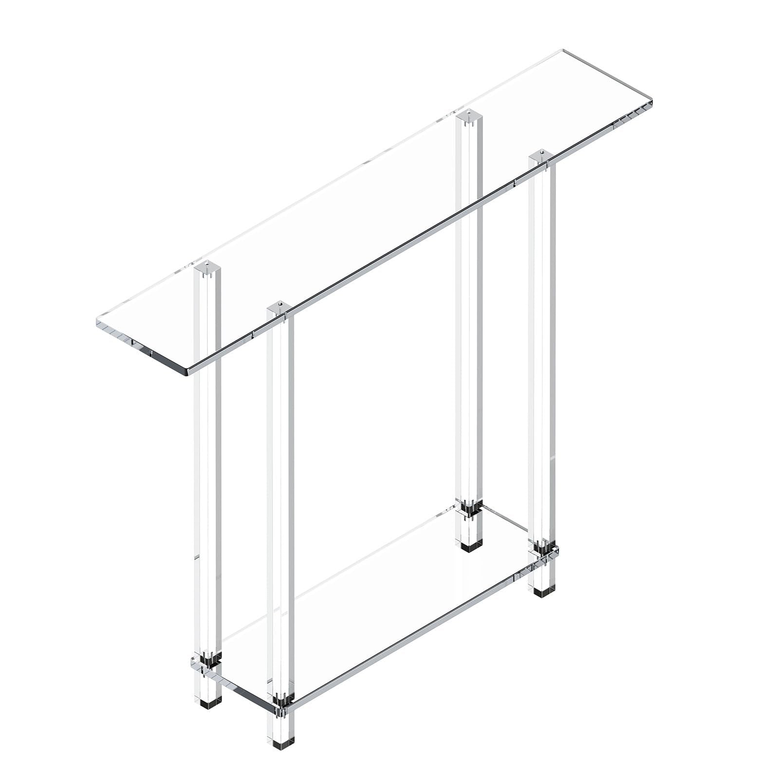 Clear Acrylic Console Table - 2-Tier Narrow Entryway Table 39.4" W