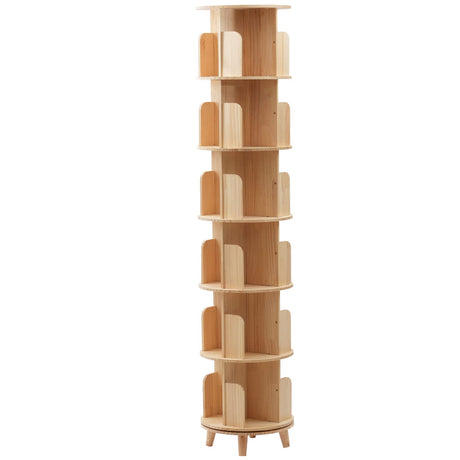 360 Display,Corner Bookshelf for Small Space,6 Tier Floor Standing Bookcase Storage