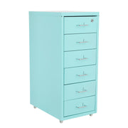 6 Drawers Vertical Metal Filing Cabinet, Mobile File Cabinet with Lock, Rolling File