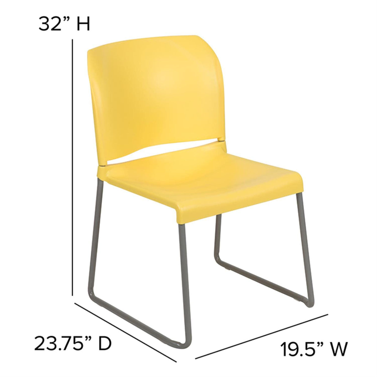 HERCULES Series 880 lb. Capacity Yellow Full Back Contoured Stack Chair